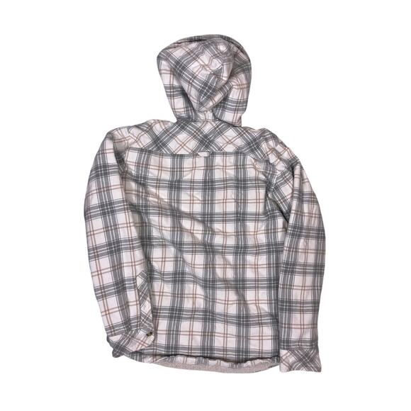 Rip Curl Sherpa Lined Hooded Flannel Jacket Mens Medium Gray White Plaid Winter - Picture 4 of 6
